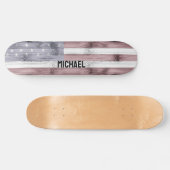 素朴赤白青ウッドUSA国旗のアメリカ名 スケートボード (横)