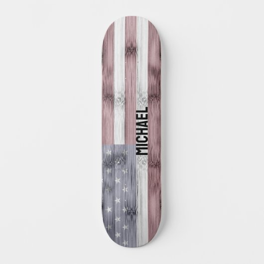 素朴赤白青ウッドUSA国旗のアメリカ名 スケートボード (正面)