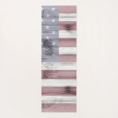 素朴赤白青ウッドUSA国旗モノグラム ヨガマット (裏面)