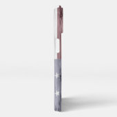 素朴赤白青ウッドUSA国旗モノグラム iPhoneケース (右側面)