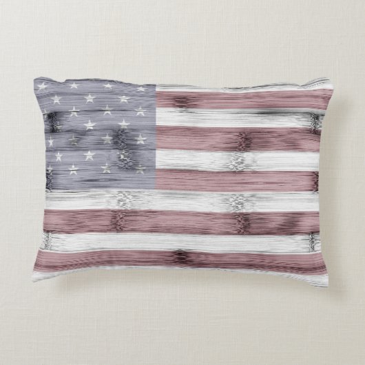 素朴赤白青ウッドUSA国旗 アクセントクッション (裏面)