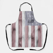素朴赤白青ウッドUSA国旗 エプロン (正面)