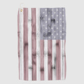 素朴赤白青ウッドUSA国旗 ゴルフタオル (正面)