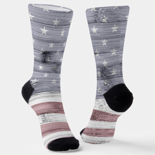 素朴赤白青ウッドUSA国旗 ソックス (傾斜あり)