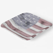 素朴赤白青ウッドUSA国旗 ペーパープレート (傾斜あり)