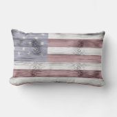 素朴赤白青ウッドUSA国旗 ランバークッション (正面)
