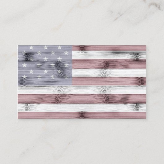 素朴赤白青ウッドUSA国旗 名刺 (裏面)