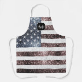 素朴赤白青スパークルUSA国旗モノグラム エプロン (正面)