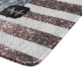 素朴赤白青スパークルUSA国旗モノグラム カッティングボード (角)