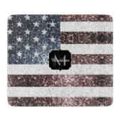素朴赤白青スパークルUSA国旗モノグラム カッティングボード (正面)