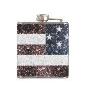 素朴赤白青スパークルUSA国旗モノグラム フラスク (裏面)