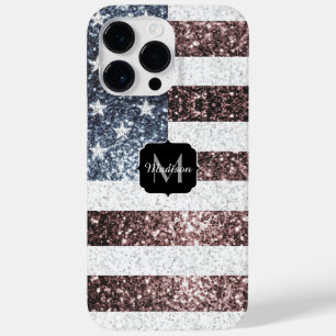素朴赤白青スパークルUSA国旗モノグラム Case-Mate iPhone 14 PRO MAXケース