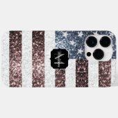 素朴赤白青スパークルUSA国旗モノグラム Case-Mate iPhoneケース (裏面 (横))