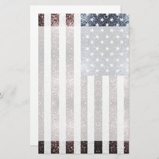 素朴赤白青スパークルUSA国旗 便箋 (正面/裏面)