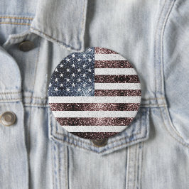 素朴赤白青スパークルUSA国旗 缶バッジ
