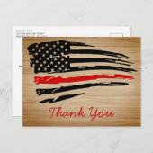 素朴赤線の消防士ありがとう ポストカード (正面/裏面)