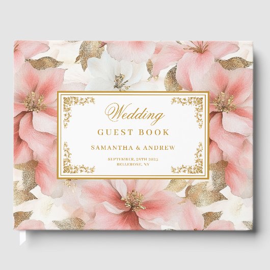 素朴赤面アイボリーウォーター結婚カラーのゲストブック ゲストブック (正面)