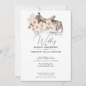 素朴赤面ウォーターカラーサドル&ワイルドフラワー 招待状 (正面)