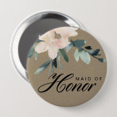 素朴赤面クラフトフローラ水彩メイド・オブ・オーナー(花嫁付き添い人) 缶バッジ (正面&裏面)