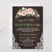 素朴赤面クリームフラワーレースI DO BBQ 招待状 (正面)