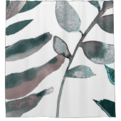 素朴赤面グリーンボ葉タニカルウォーターカラー シャワーカーテン (正面)