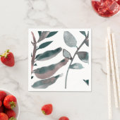 素朴赤面グリーンボ葉タニカルウォーターカラー スタンダードカクテルナプキン (インサイチュ)