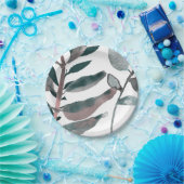 素朴赤面グリーンボ葉タニカルウォーターカラー ペーパープレート (パーティー)