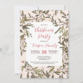 素朴赤面パインブランチエレガントクリスマスパーティー 招待状 (正面)