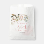 素朴赤面ピンクのバラ金ゴールドボホsweet sixteen フェイバーバッグ (正面)