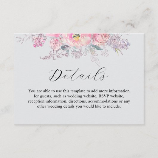 素朴赤面ピンクウォーター色フローラ結婚ズ エンクロージャーカード (正面)