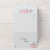 素朴赤面ピンクウォーター色フローラ結婚ズ オールインワン招待状 (外側)