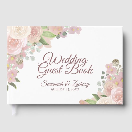 素朴赤面ピンクエレガントフローラボホシック結婚ズ ゲストブック (正面)