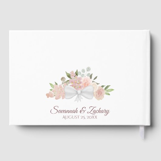 素朴赤面ピンクエレガントフローラボホシック結婚ズ ゲストブック (裏面)