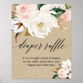 素朴赤面ピンクフローラおむつラッフル標識 ポスター (正面)