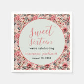 素朴赤面ピンクフローラバラ金ゴールドsweet sixteen スタンダードカクテルナプキン (正面)