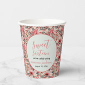 素朴赤面ピンクフローラバラ金ゴールドsweet sixteen 紙コップ (正面)