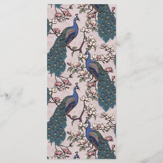 素朴赤面ピンクフローラピーコックバードズ結婚メニュー メニュー (裏面)