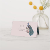 素朴赤面ピンクフローラピーコッ結婚クス プレイスカード (裏面)