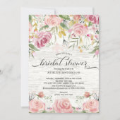 素朴赤面ピンクフローラブライダルシャワー 招待状 (正面)