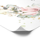 素朴赤面ピンクフローラ結婚のウェルカムサイン ポスター (角)