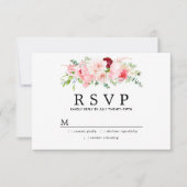 素朴赤面ピンクフローラ結婚式RSVP 出欠カード (正面)