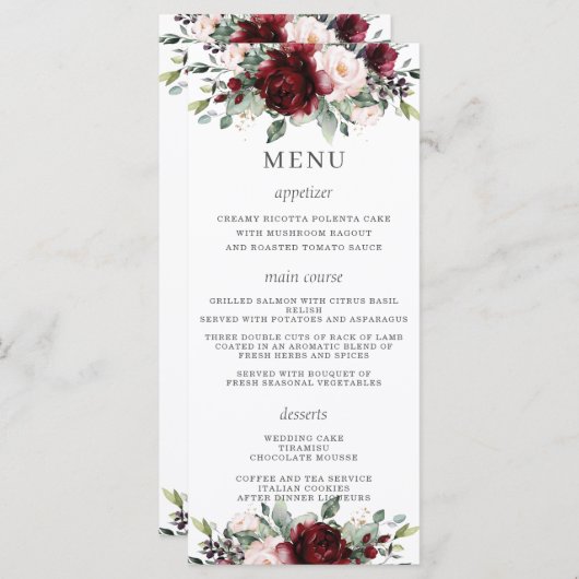 素朴赤面ピンクブルゴーニュフローラのメ結婚ニュー プログラム (正面/裏面)