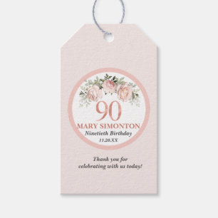 素朴赤面ピンクローズリース90誕生日 ギフトタグ