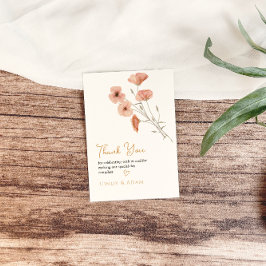 素朴赤面ピンクワイルドフラワー結婚ズ サンキューカード