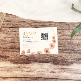 素朴赤面ピンクワイルドフラワー結婚ズ 出欠カード