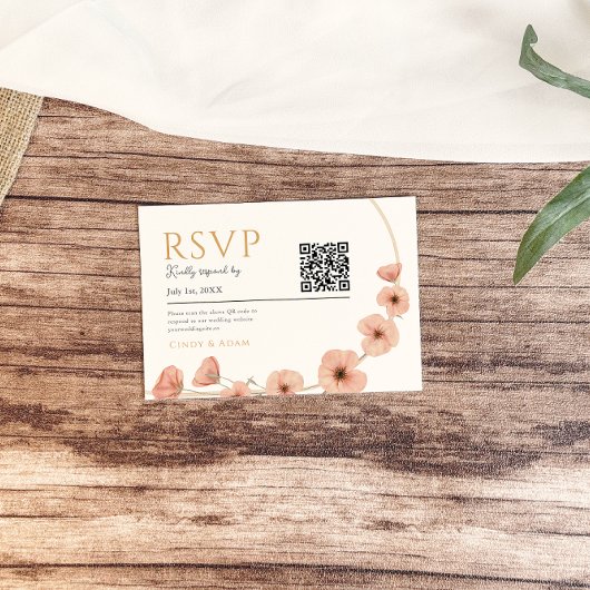 素朴赤面ピンクワイルドフラワー結婚ズ 出欠カード