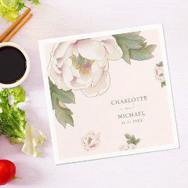 素朴赤面ピンク牡丹バラフローラ結婚ズナプキン スタンダードカクテルナプキン