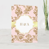 素朴赤面ピンク金ゴールドフィリグリー結婚ムスリム 招待状 (裏面)