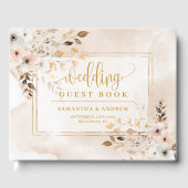 素朴赤面ピンク金ゴールドフレーム秋結婚の本 ゲストブック (正面)