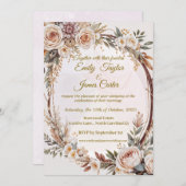 素朴赤面フローラ結婚式招待状 招待状 (正面/裏面)